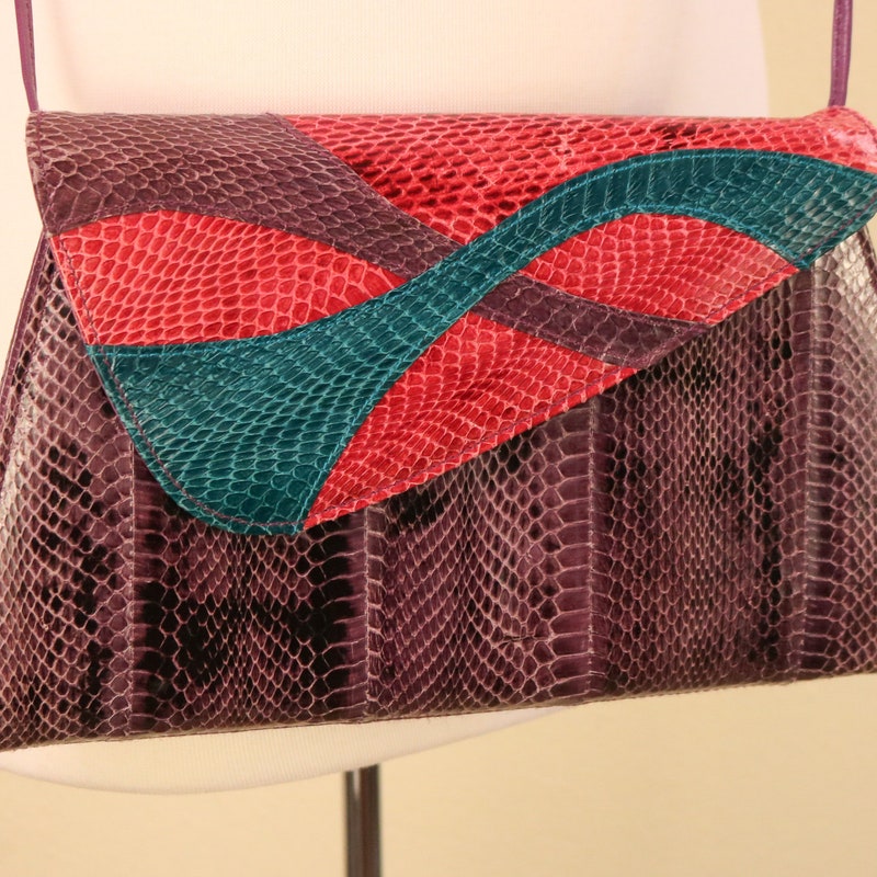 Vintage Leather Snake Print Purse