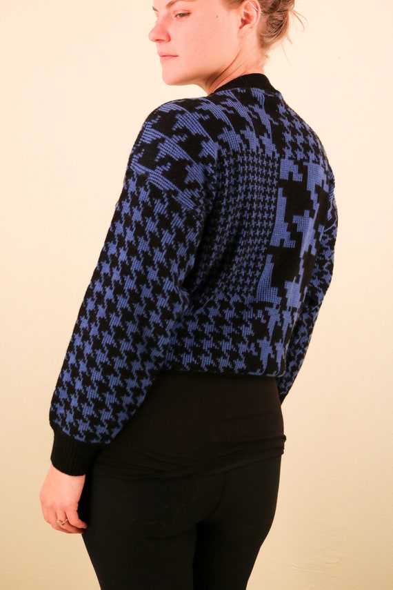 1980’s Vintage Blue and Black Hounds tooth Print … - image 3