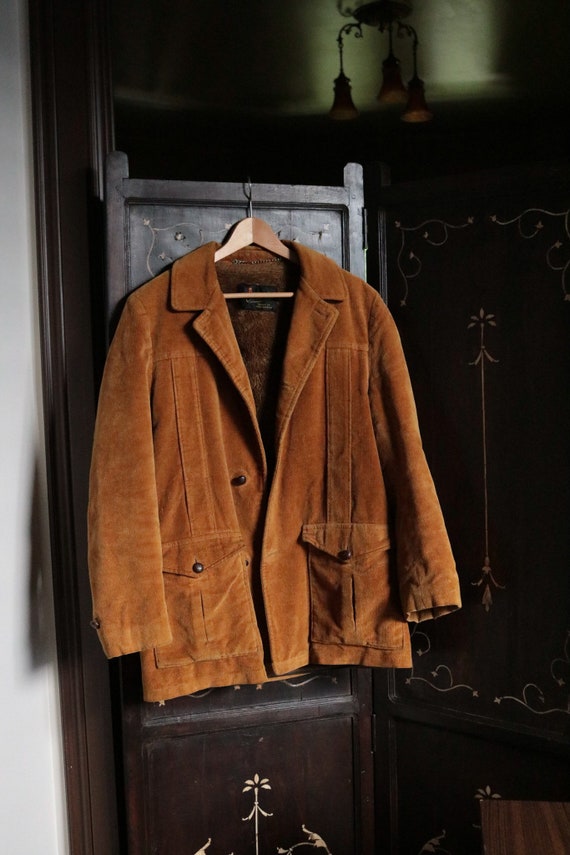 1970’s Mustard Yellow Velvet Corduroy and Faux Fur Li… Gem