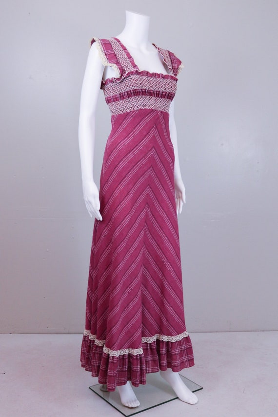 70's Maroon ' Gunne Sax' Style Maxi Prairie Dress