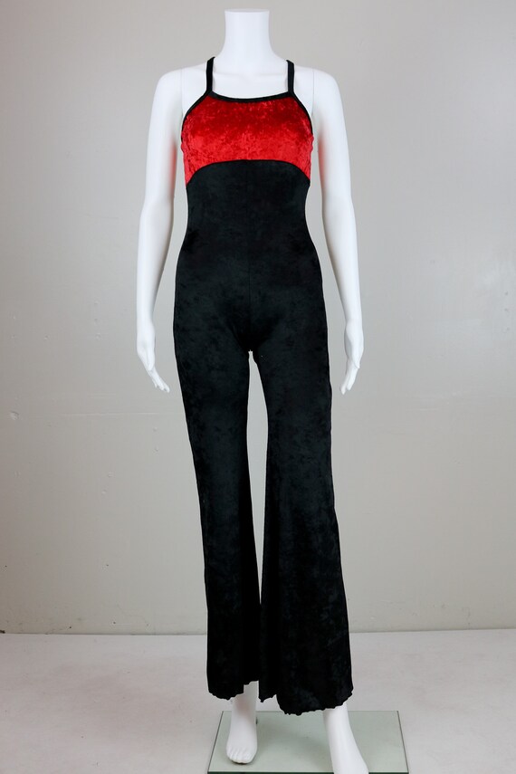 Vintage 90's Velour Velvet Black and Red Dancer C… - image 3