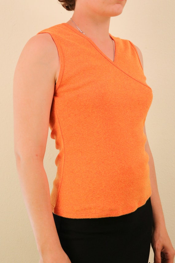 1990’s High Octane Orange Sleeveless Stretch Top … - image 3