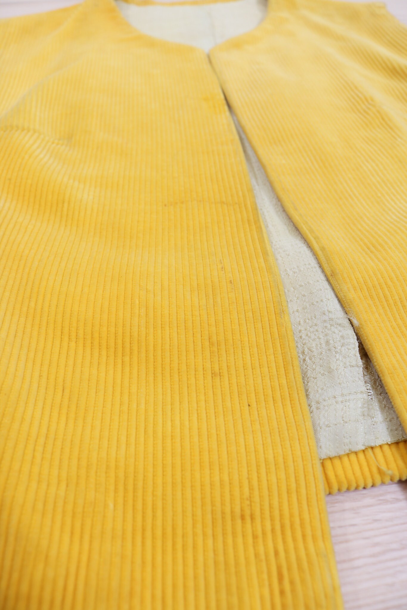 1970's Canary Yellow Corduroy Tufted Velvet Vest & Skirt | Etsy