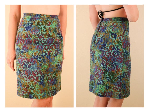 1960’s Teal and Purple Psychedelic Batik Cotton Pe