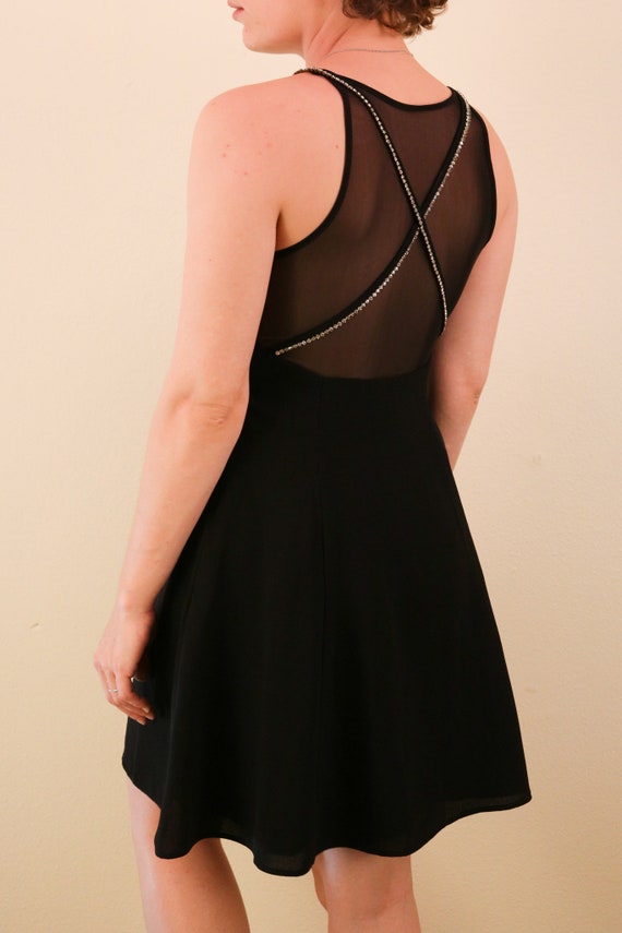 1990’s Little Black Dress With Rhinestone Straps … - image 4