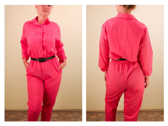 1980s Pink Cotton Jumpsuit Romper Utilitarian Street Wear Crazy 80s Streetwear Etsy UK