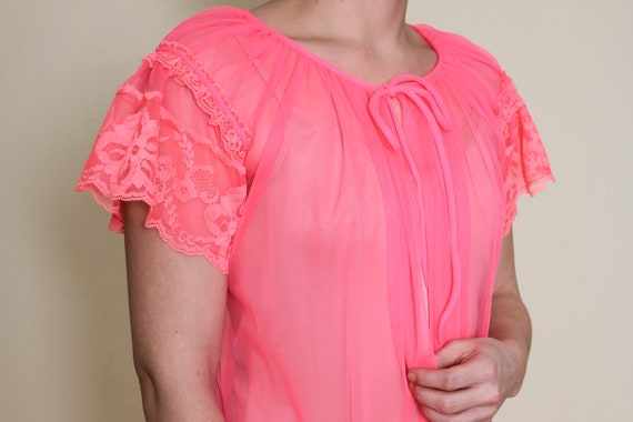 Neon Hot Pink Sheer Negligee Cover - image 1