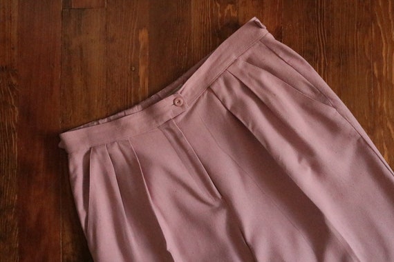 1980's Mauve Raw Silk Pleated Trouser Pants - image 2