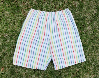 1980's Rainbow Striped Mid Rise Cotton Shorts