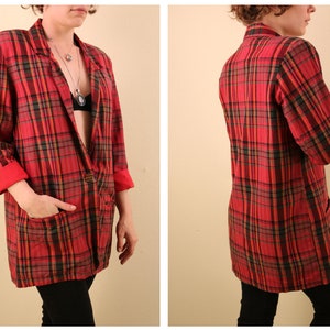 80’s Unisex Red Perfect Plaid Cotton Blazer