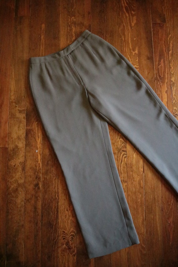 1990's Neutral Grey Sage High Rise Pleated Trouse… - image 3