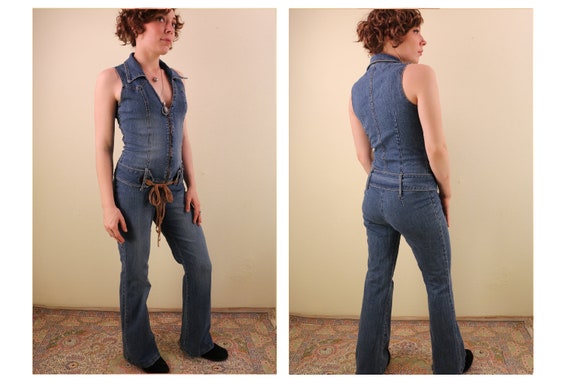 Strap jeans jumpsuit hot sale