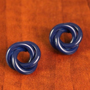 Vintage Navy Blue Enameled Swirl Stud Earrings