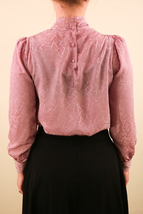 1980’s Vintage Pink Purple Mauve Abstract Brocade… - image 4