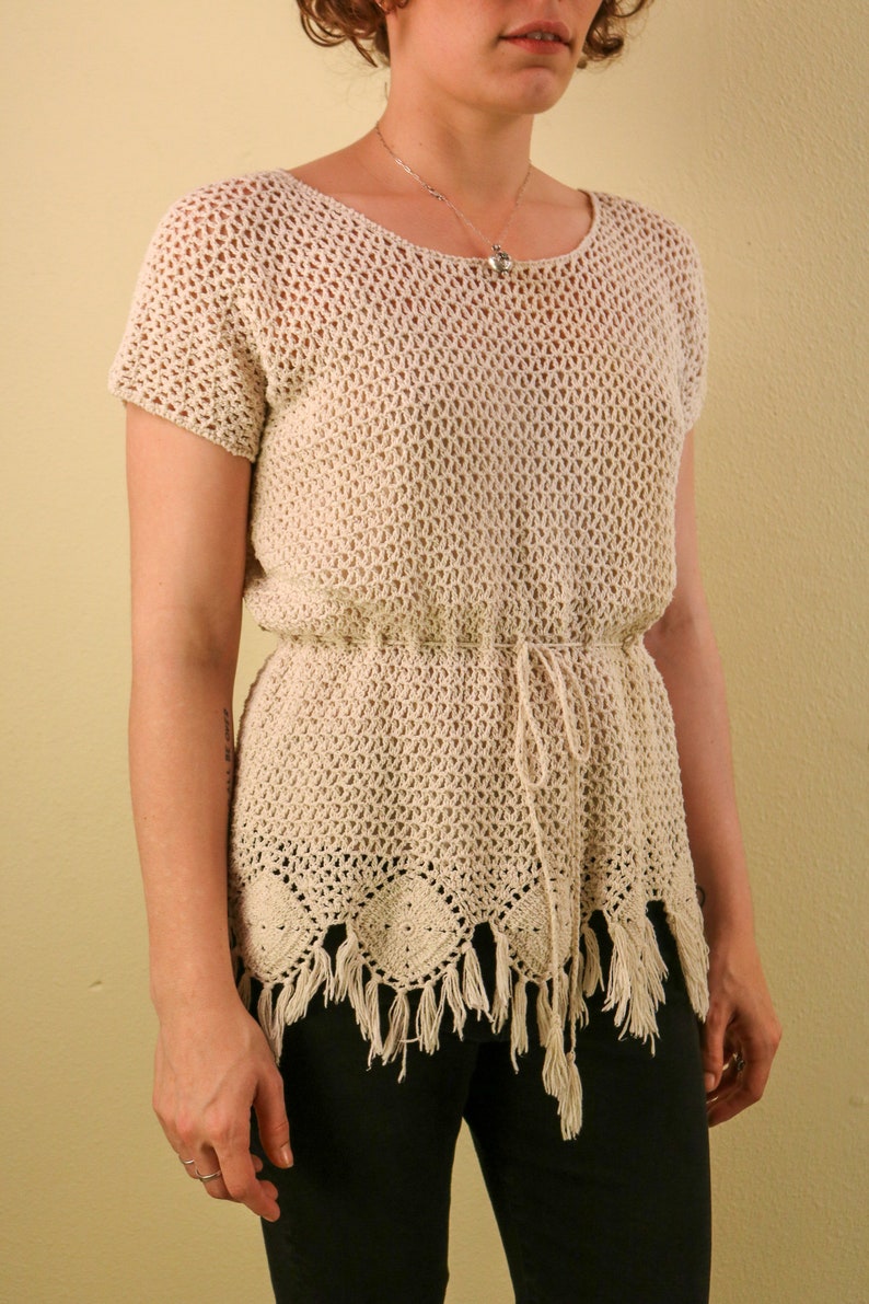 1960s Cream Boho Open Knit Paradise Macrame Hippie Bohemian Etsy