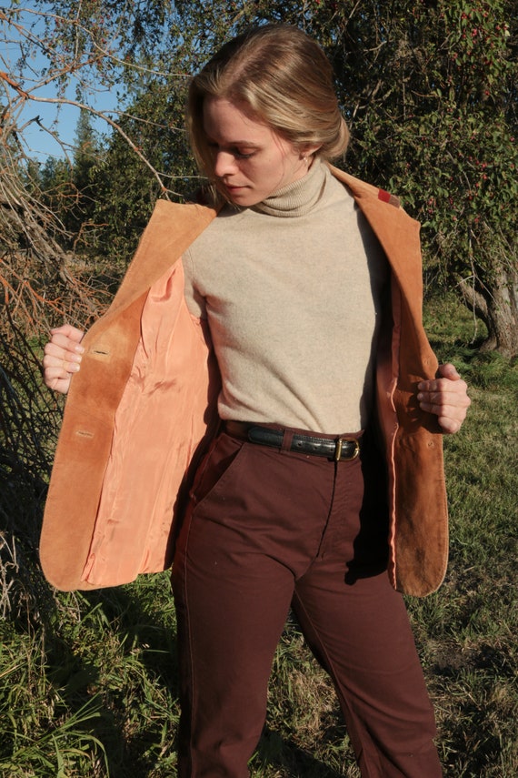 1970's Tan Three Tone Classic Suede Jacket with C… - image 3