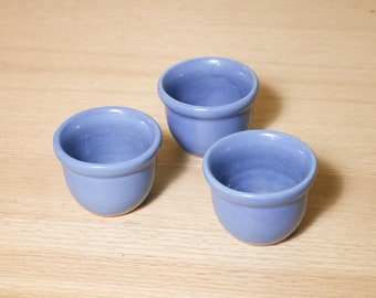 Set of 3 Vintage Sky Blue Ceramic Ramekins