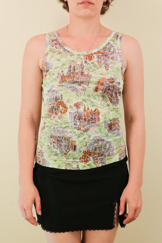 50’s Mint Green Novelty Print Tank Top - image 2