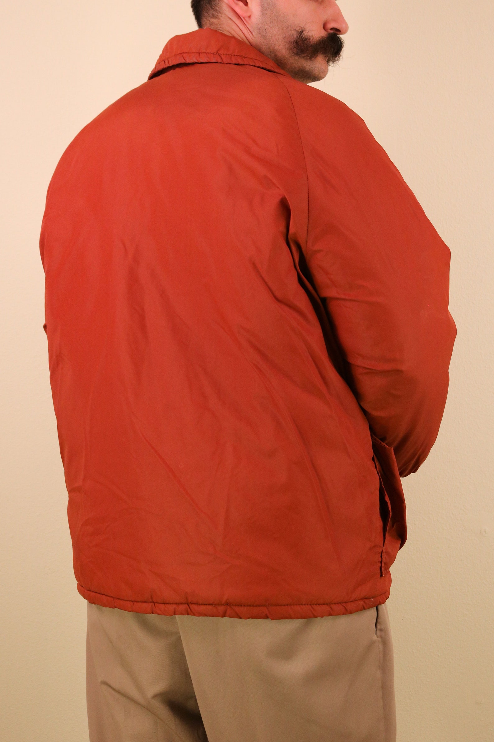 orange lumberjack jacket
