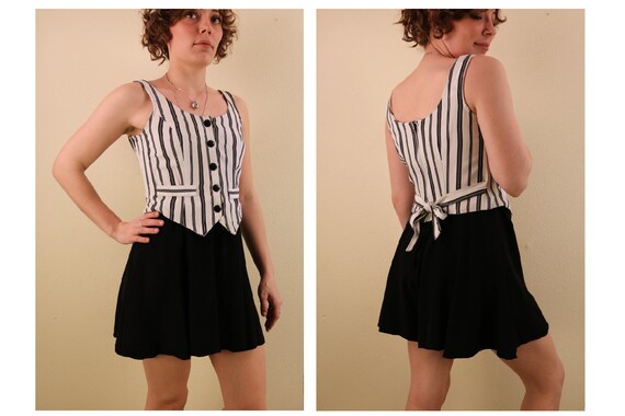 1990’s Black and White Striped Romper Beetlejuice