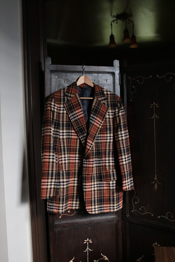 ジャケット・アウター 70s AUSTIN REED Check TailoredJacket USA Medium 70s 80s Austin Reed Plaid Wool Sport Coat – Flying