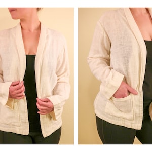 White Linen Gauze Blazer Light Jacket