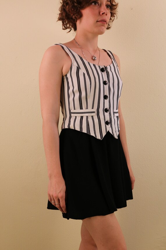 1990’s Black and White Striped Romper Beetlejuice… - image 3