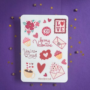 Sticker Sheet - Valentine's Day | Valentine's Stickers, Journal Stickers, Love Stickers, Hearts Sticker, Girly Love Sticker, Valentine Day