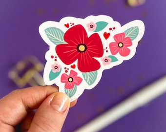 Magenta Flower Sticker | Laptop Sticker, 3.5x2.5 in.