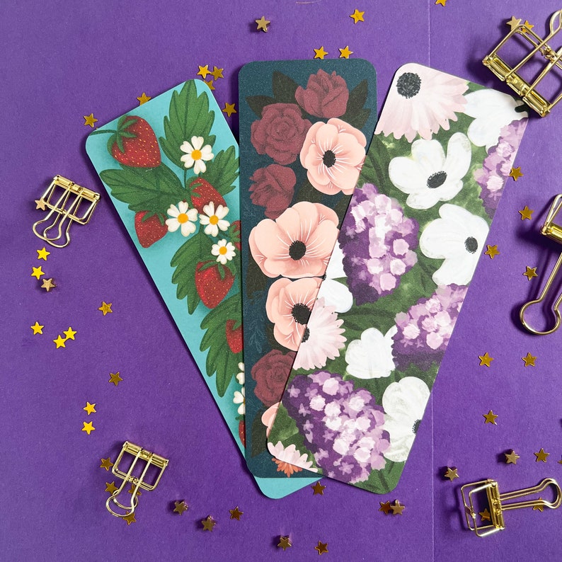 Purple Hydrangea Bookmark, Floral Bookmark, Spring Floral Bookmark, Bookmarks for Mom, Bookmarks for teachers, Book marks for women image 8