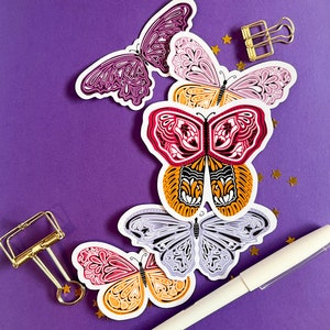 Waterproof Butterfly Pack Butterfly Sticker Bundle Pack Pink Yellow Butterfly Butterfly Laptop Sticker Monarch Butterfly Sticker image 1