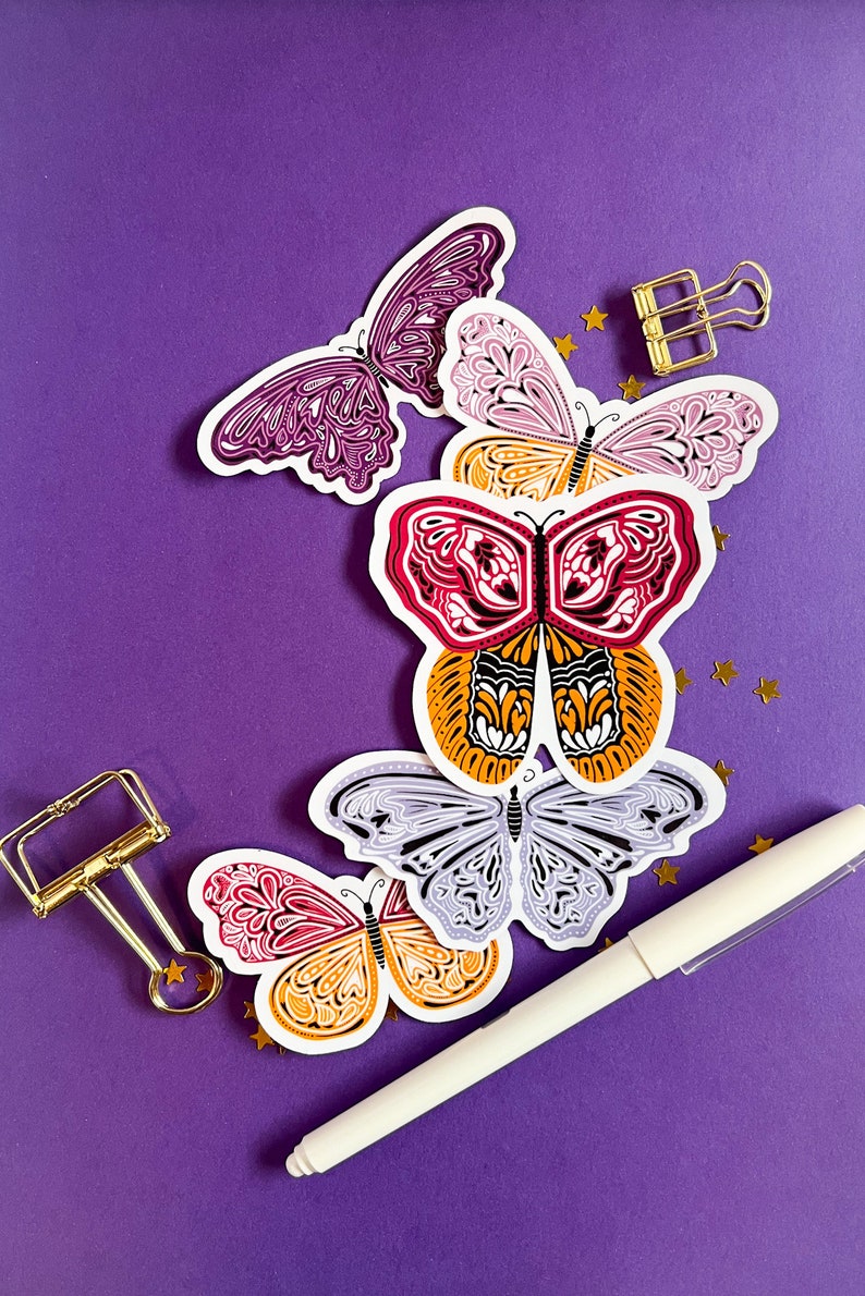 Waterproof Butterfly Pack Butterfly Sticker Bundle Pack Pink Yellow Butterfly Butterfly Laptop Sticker Monarch Butterfly Sticker image 1