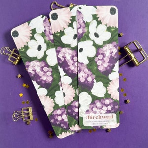 Purple Hydrangea Bookmark, Floral Bookmark, Spring Floral Bookmark, Bookmarks for Mom, Bookmarks for teachers, Book marks for women image 5