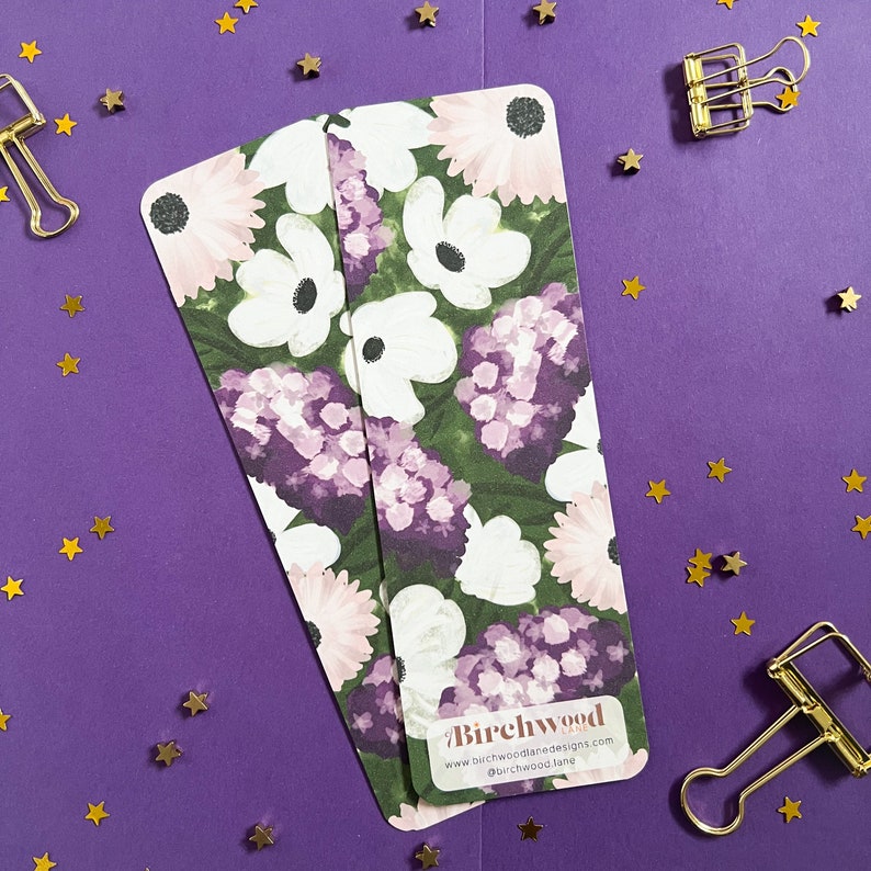 Purple Hydrangea Bookmark, Floral Bookmark, Spring Floral Bookmark, Bookmarks for Mom, Bookmarks for teachers, Book marks for women image 6
