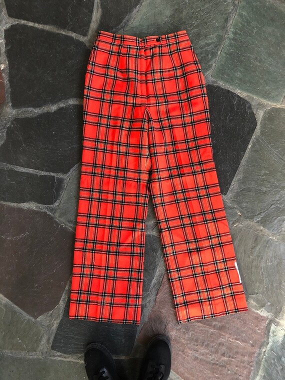 Wide Leg Classic Red Plaid Pendleton Wool Pants