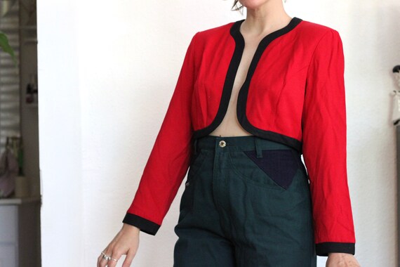 90s JSJ Cropped Red Blazer