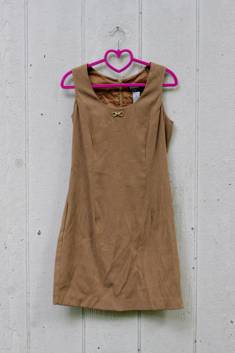 90s Minimal Tan Sheath Dress by Dawn Joy