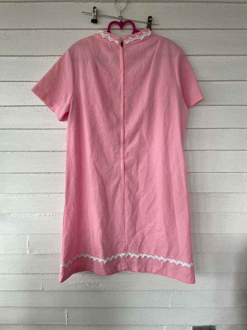 Cute Bubblegum Pink Mod 60s Short Sleeve Midi Dress w Belt image 6