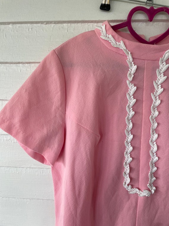 Cute Bubblegum Pink Mod 60s Short Sleeve Midi Dre… - image 3