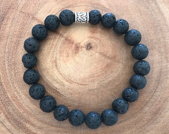 Lava Rock Gemstone Bracelet- 10mm