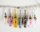 Macrame Rear View Mirror Plant Hanger Mini Macrame Fringe Plant Hanger Air Plant Hanger Rear View Mirror Accessory Succulent Planter