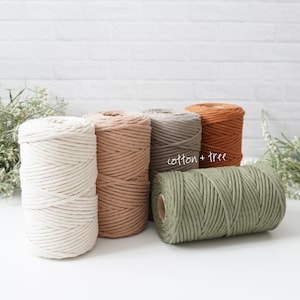 Macrame Soft Cotton Cord 4mm 328 ft | Recycled Cotton String | Single Strand Cotton Cord | Craft Yarn | Macrame Supplies | Macrame String