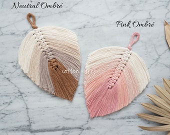 Ombré Macrame Feather | Small Macrame Feather | Macrame Leaf | Modern Macrame | Boho Home Decor | Macrame Wall Hanging | Nursery Decor