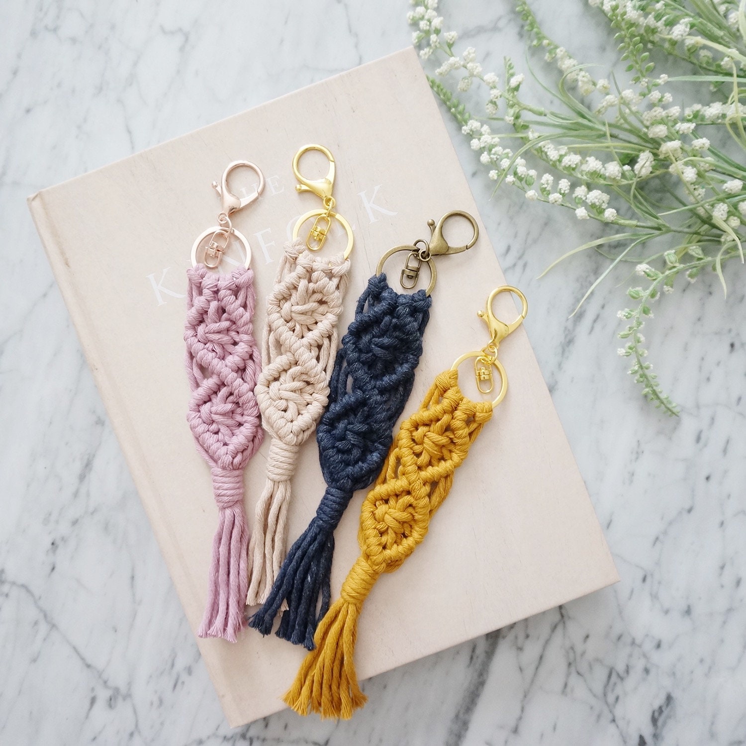 Macramé Keychain Macrame Key Ring Boho Keychain Etsy