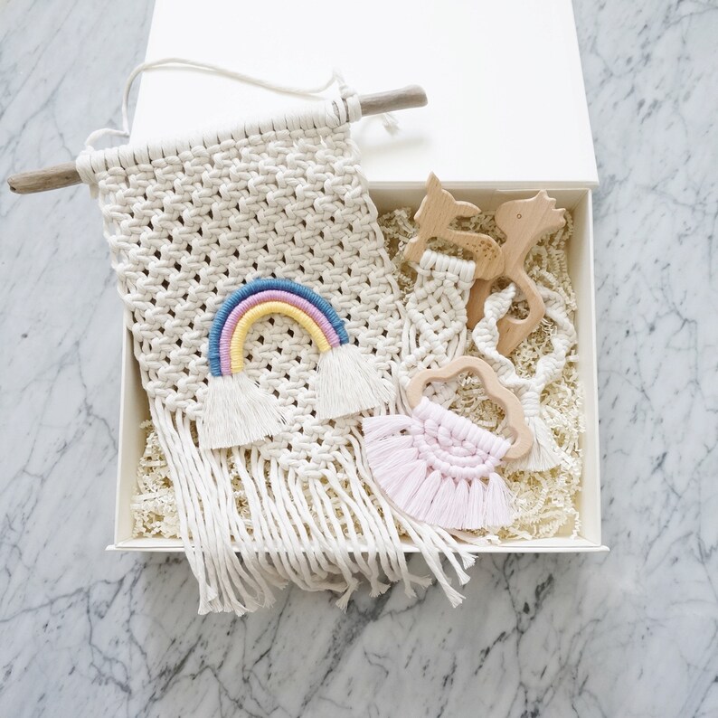 Macrame Baby Gift Box Macrame Rainbow Wall Hanging Macrame Etsy