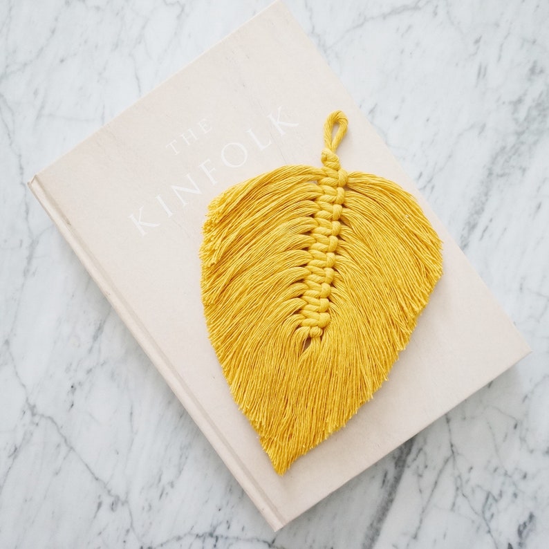 small macrame feather macrame leaf macrame ornament etsy