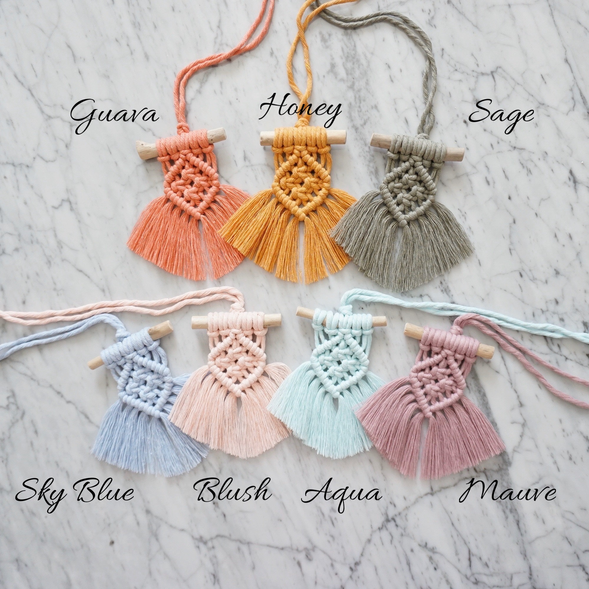 Macrame Rear View Mirror Charm Mini Macrame Hanging Modern Etsy