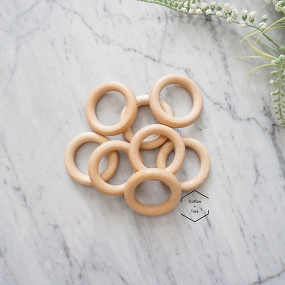 30 mm Wooden rings for Macrame Crafts 10 mm Thick - Pack of 10