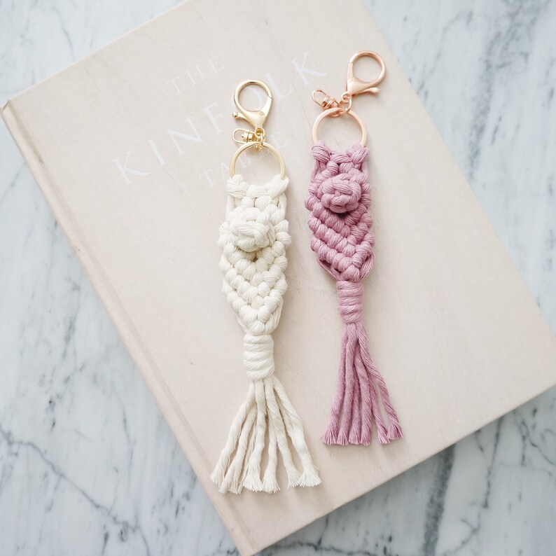 Macramé Keychain Macrame Key Ring Boho Keychain Etsy