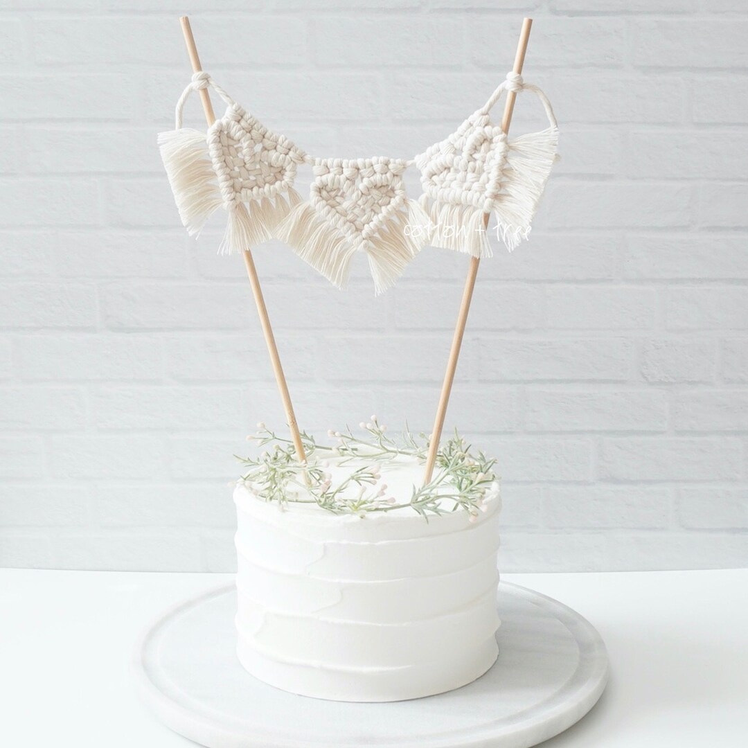 Macrame Heart Cake Topper | Wedding Cake Topper | Boho Cake Topper ...